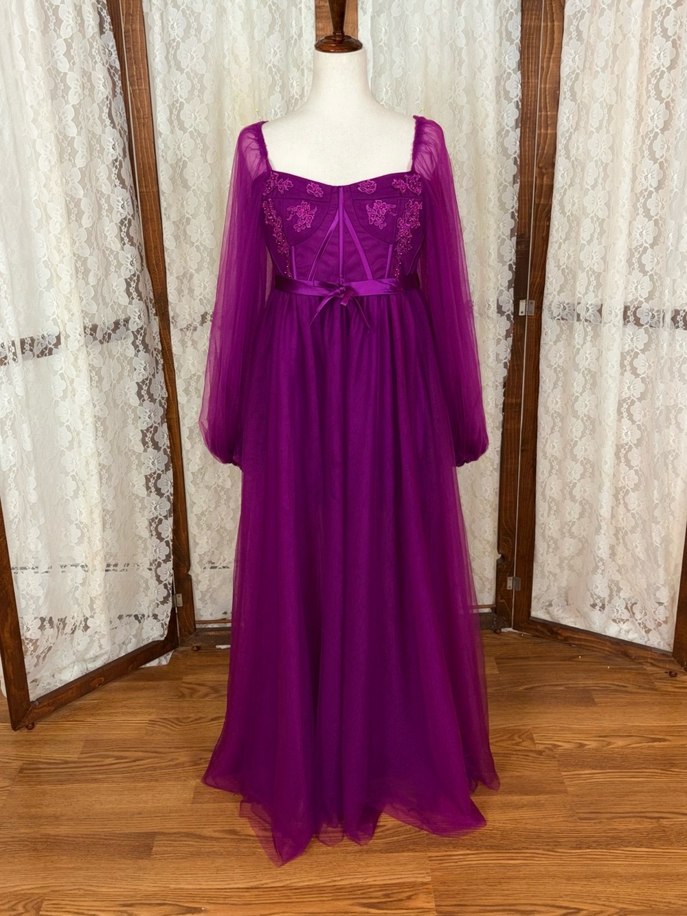 Gorgeous Purple Mesh Corset Gown